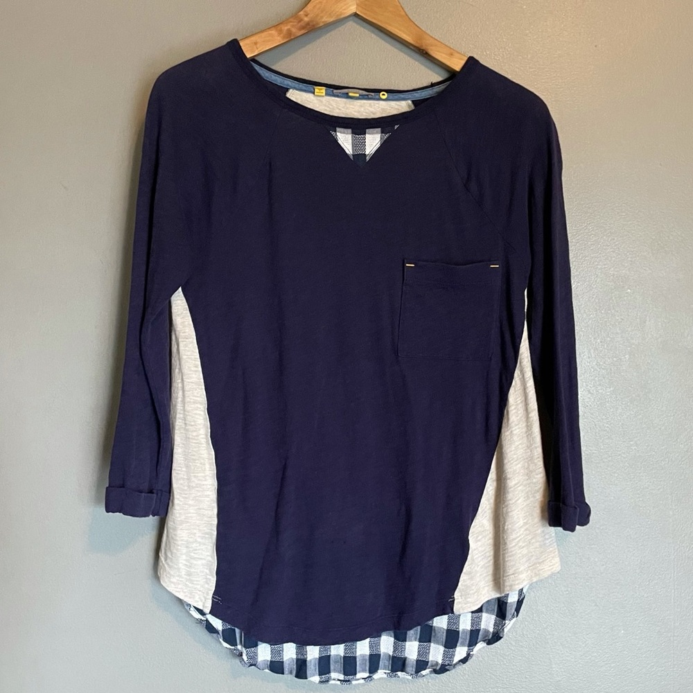 Anthropologie Plaid Layered Top